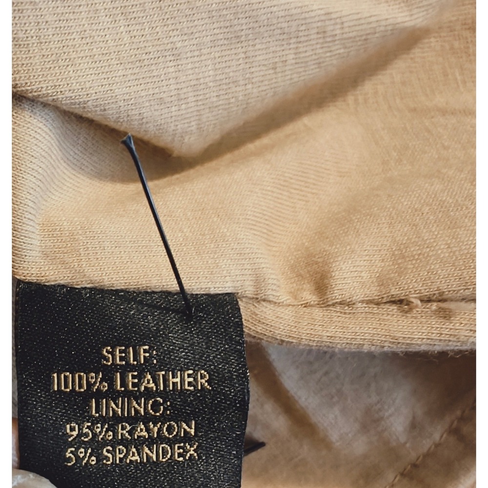 AS by DF Tan Leather Suede Off Shoulder Eyelet Ruffle Dress Tan Nude Medium READ - Picture 4 of 13